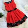 autorskie sukienki czerwona sukienka z szarfą folk góralska kwiaty