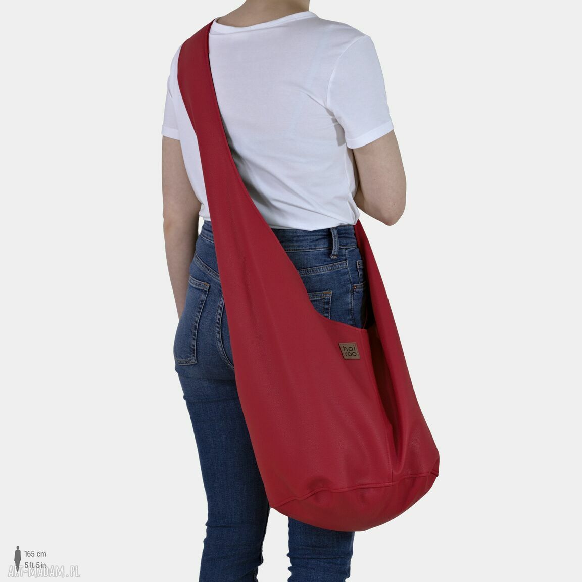 Czerwona torba hobo w stylu boho - Long Boogi Bag do noszenia przez ramię