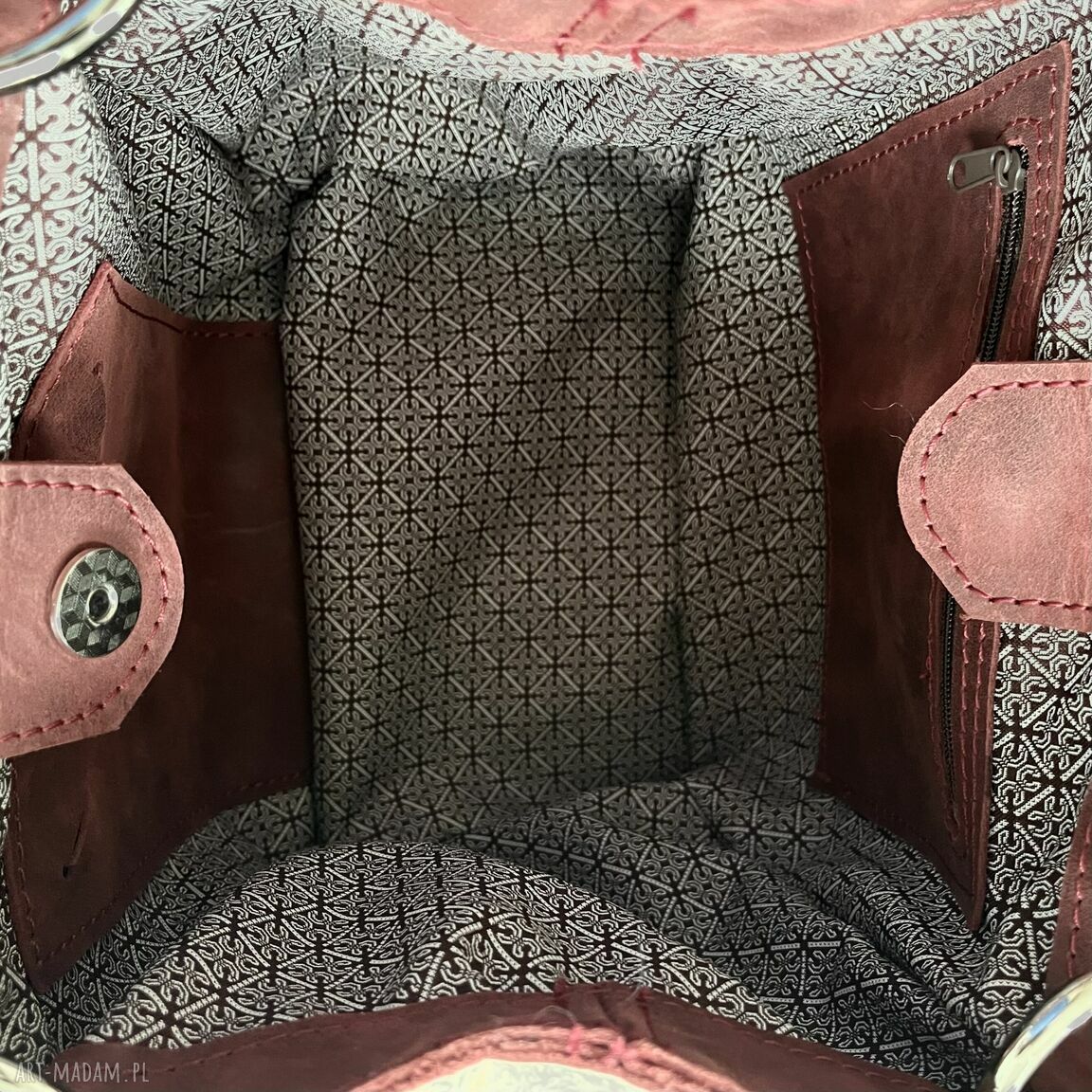 na ramię: Czerwona torebka damska ze skóry „Crazy Horse” autorskie