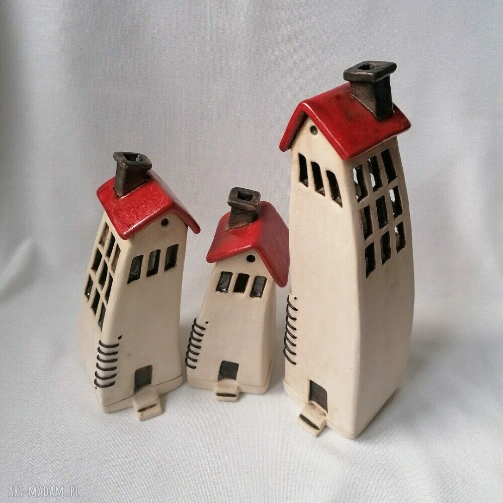 Czerwone dachy 2 - domki ceramiczne na tea-lighty, kadzidełka, lampiony