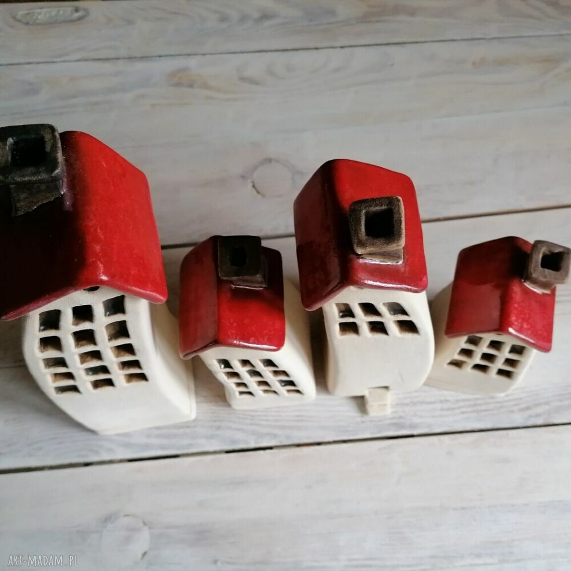 Czerwone dachy 1 - domki ceramiczne na tea-lighty, kadzidełka i lampiony