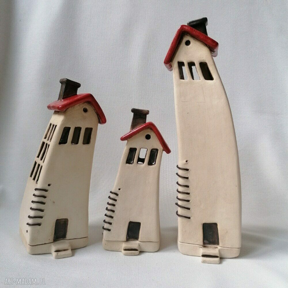 Czerwone dachy 2 - domki ceramiczne na tea-lighty, kadzidełka, lampiony