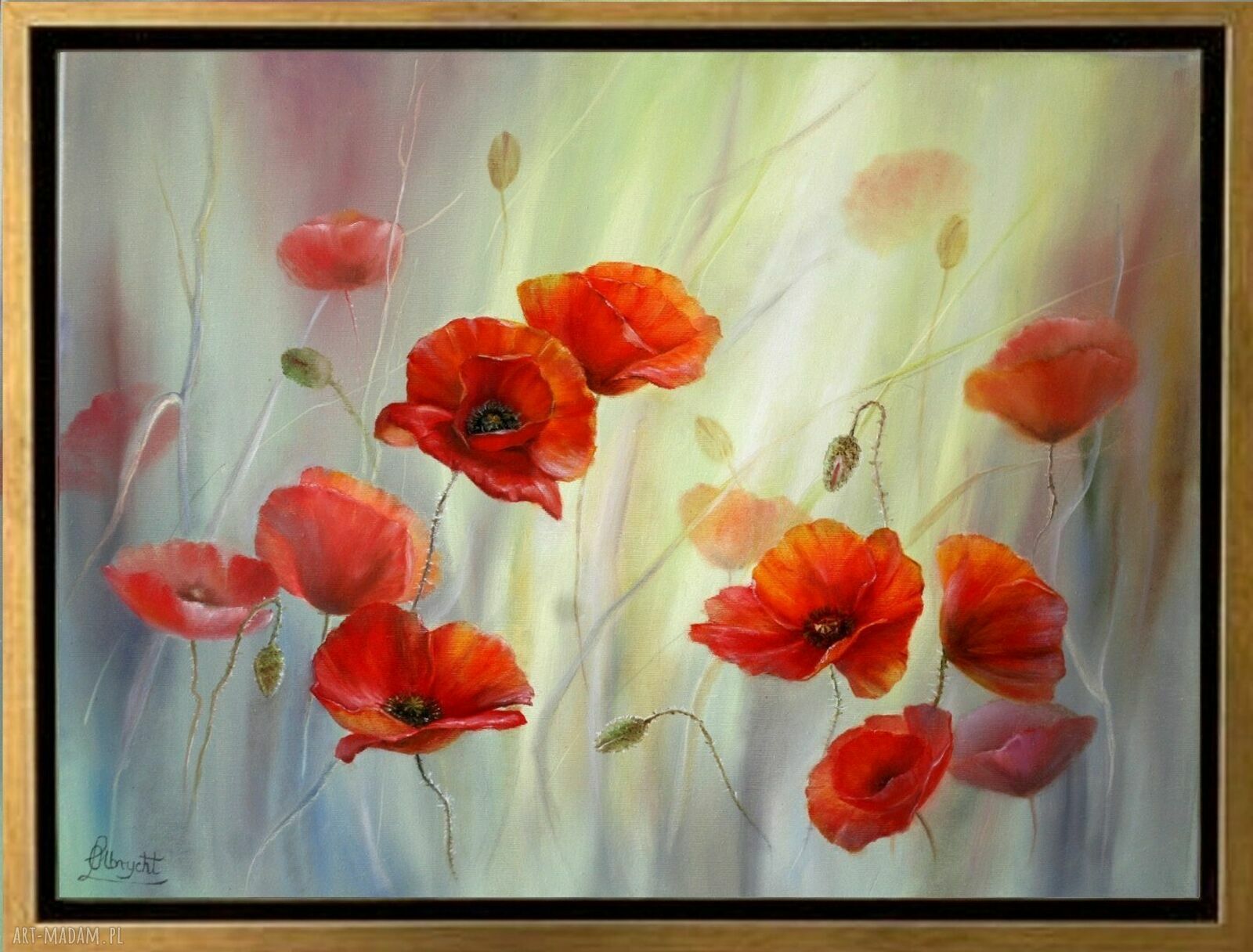 Czerwone maki - impresja: ręcznie malowany obraz olejny 50x70 cm