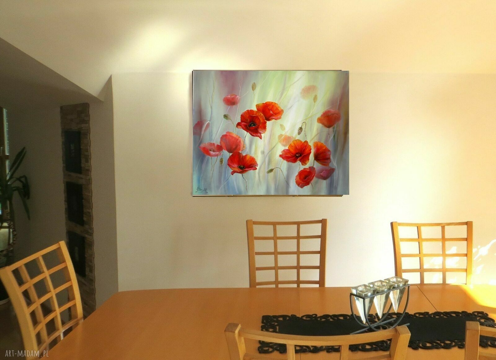 Czerwone maki - impresja: ręcznie malowany obraz olejny 50x70 cm