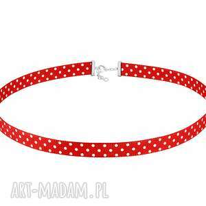 czerwony choker w kropeczki lavoga