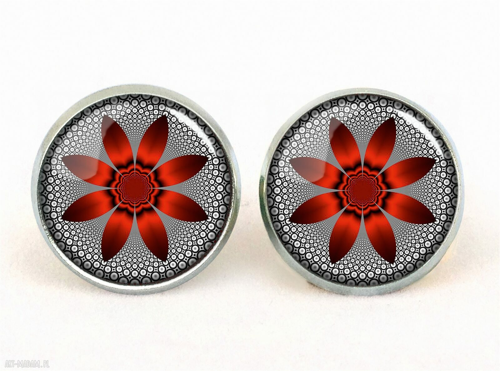 naszyjniki: Czerwony kwiat Medalion z łańcuszkiem Ręcznie wykonane