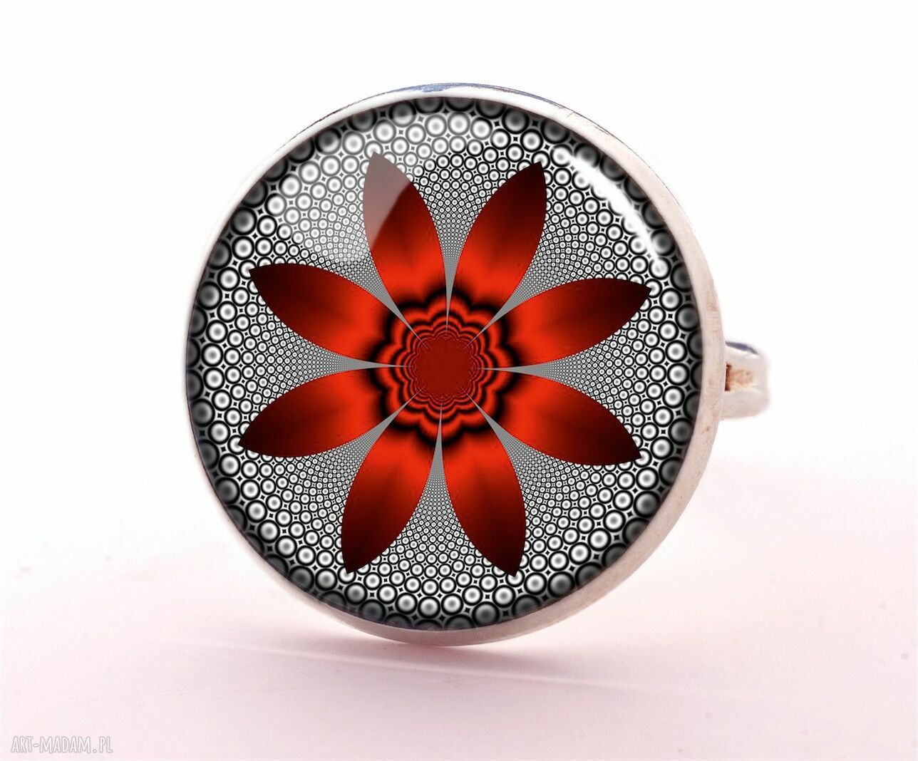 naszyjniki: Czerwony kwiat Medalion z łańcuszkiem Ręcznie wykonane