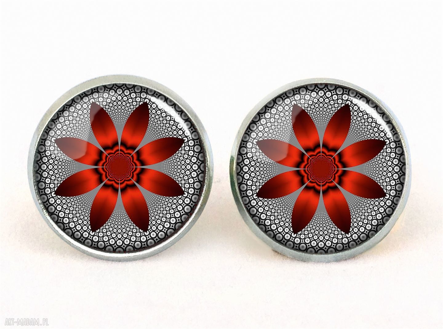 pierścionki: Czerwony kwiat Pierścionek regulowany Hand Made