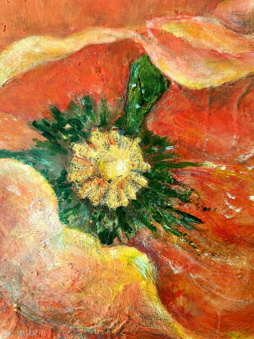 Czerwony polny mak - duży obraz akryl 80x80 cm