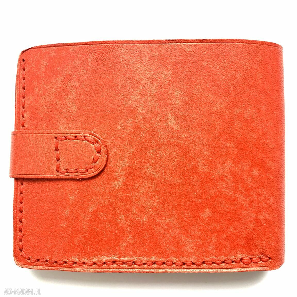 portfele: Czerwony portfel na bilon ze skóry ręcznie uszyty. Hand Made