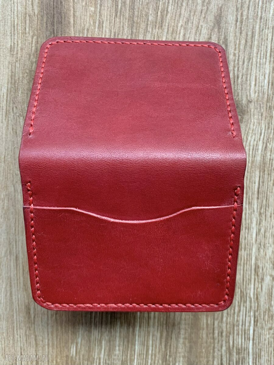 portfele: Czerwony portfel na karty ze skóry uszyty ręcznie. ręczne wykonanie