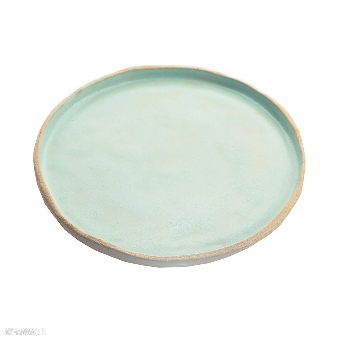 Talerze ceramiczne handmade - zestaw czterech sztuk w turkusowym stylu