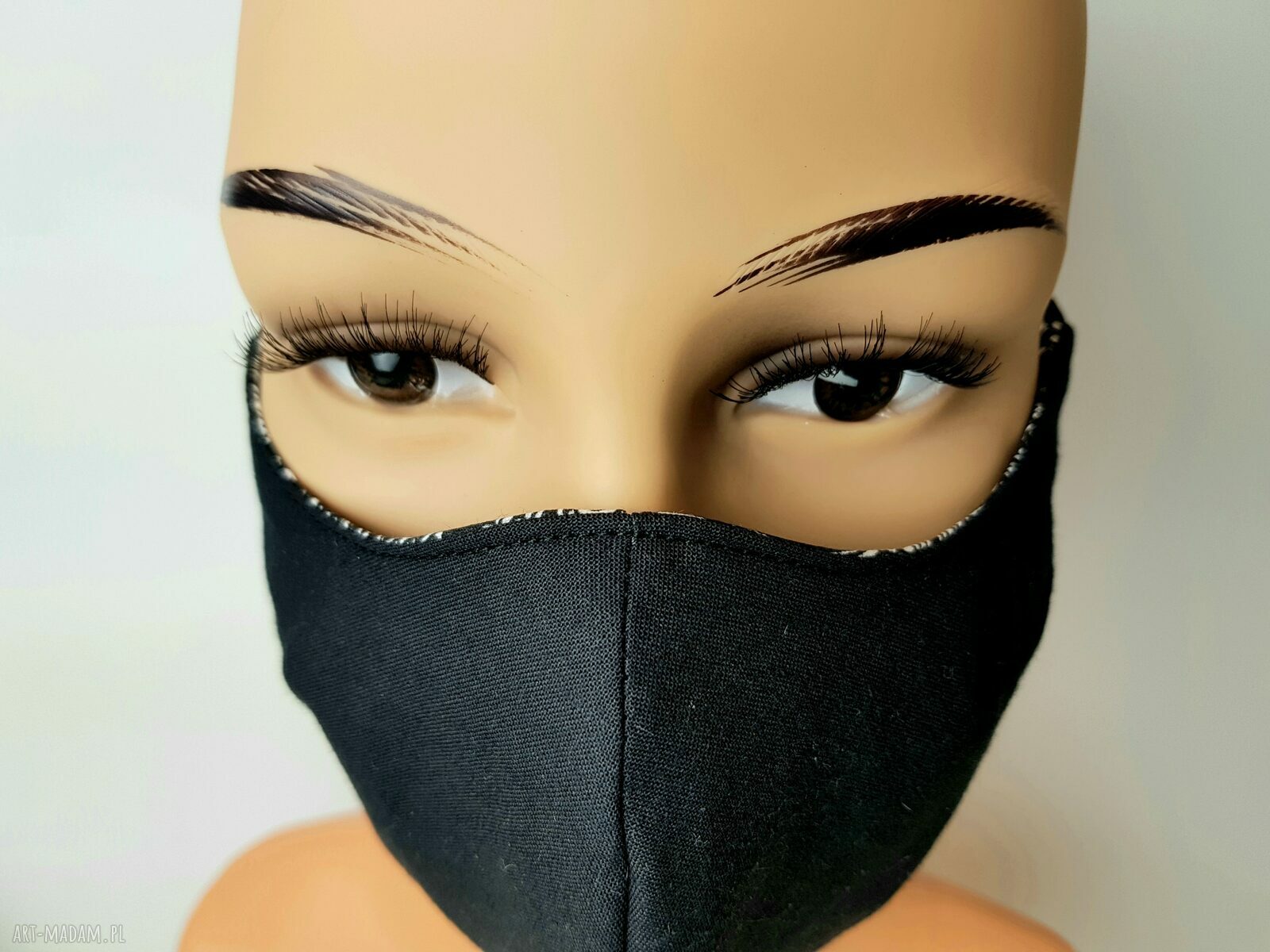 Czterowarstwowa maseczka bandana z filtrami - czarno-biała, organiczna bawełna