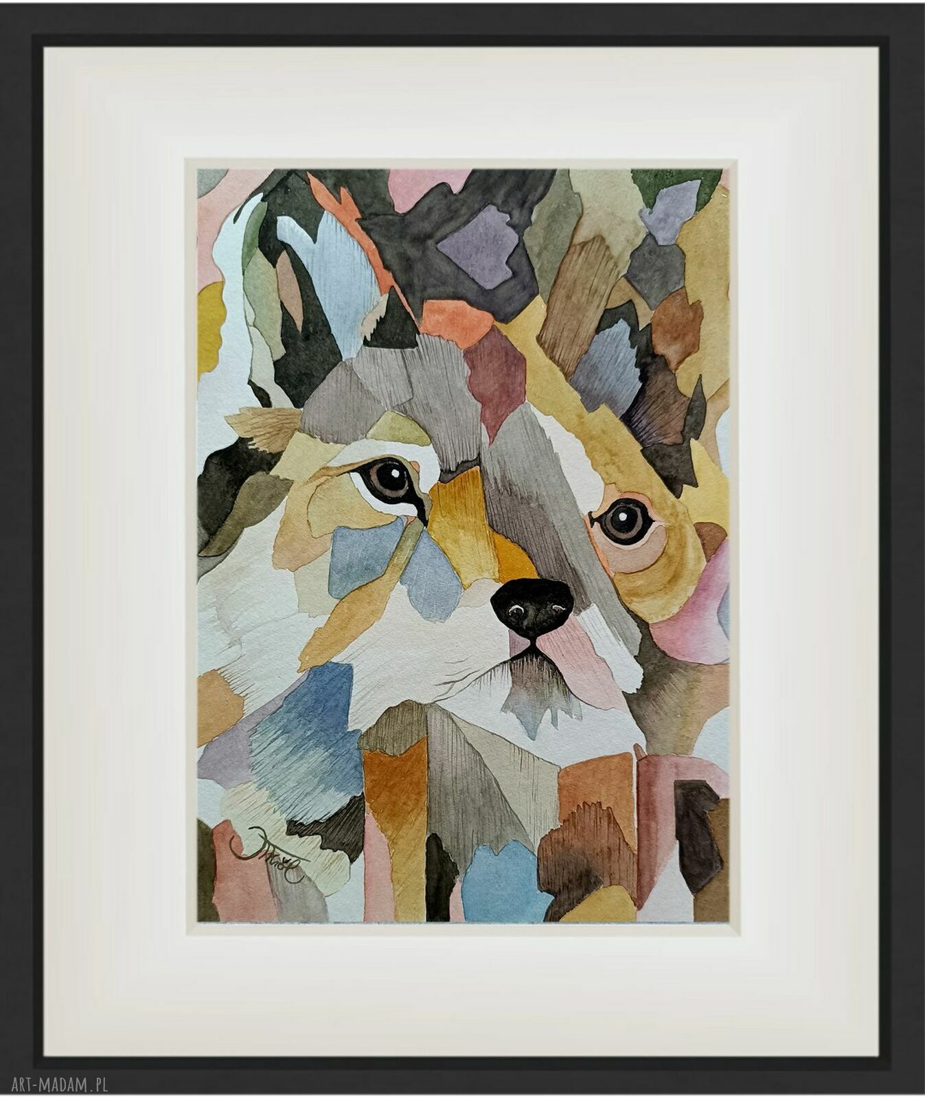 Cztery łapy koloru - akwarela 24x32 cm z motywem psów
