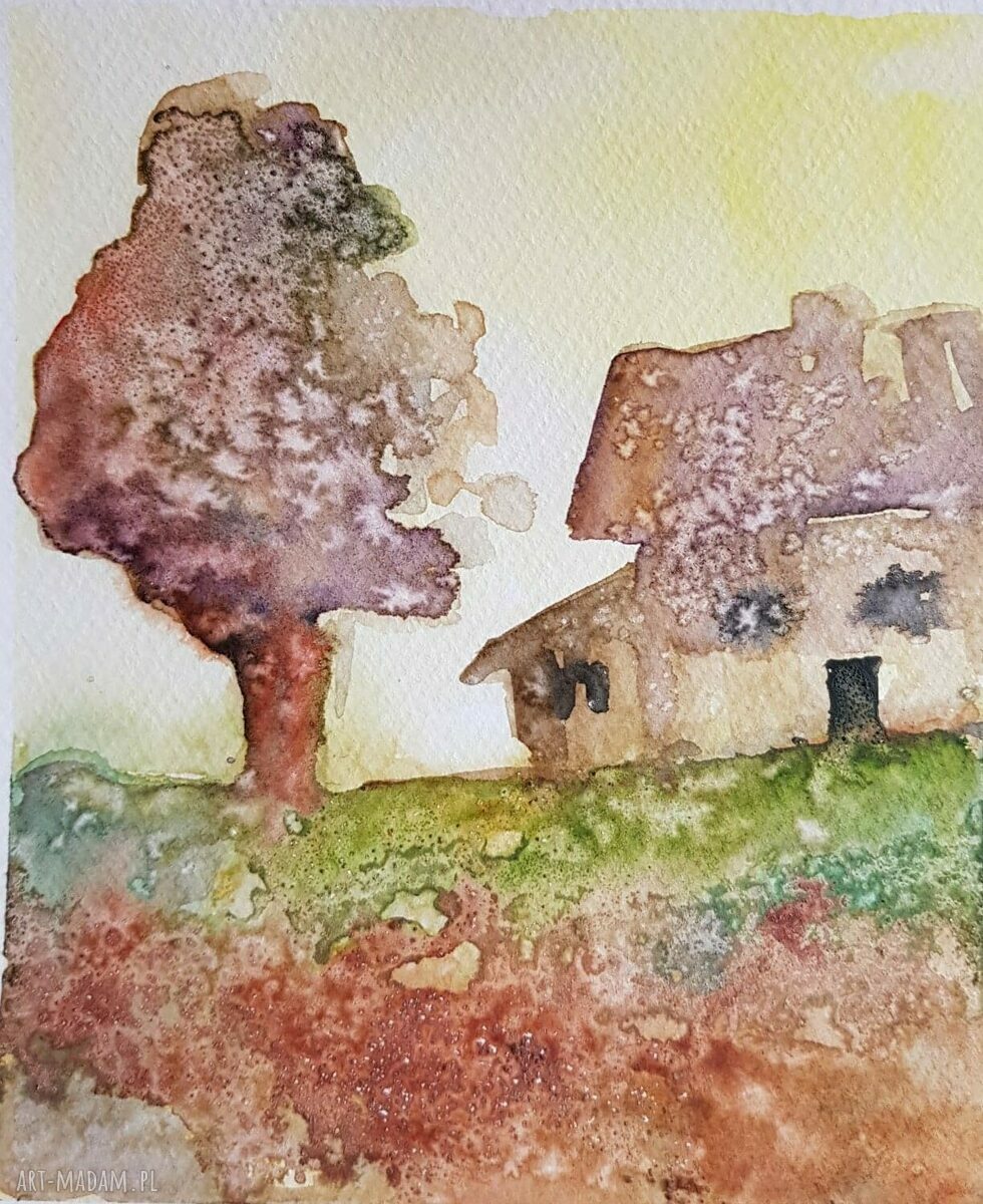 Cztery pejzaże - akwarele w formacie 13,2 x 15,5 cm (komplet 4)
