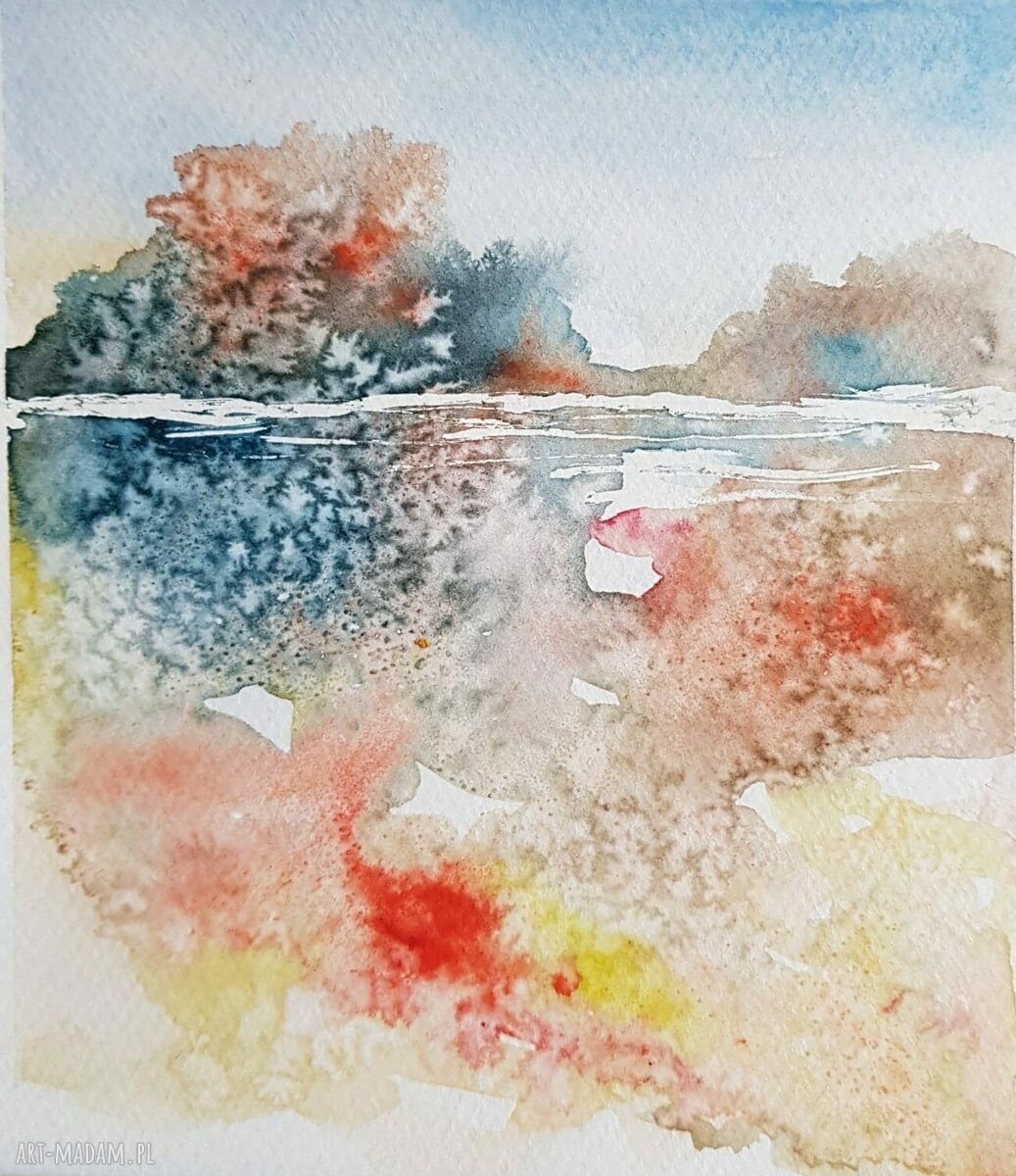 Cztery pejzaże - akwarele w formacie 13,2 x 15,5 cm (komplet 4)
