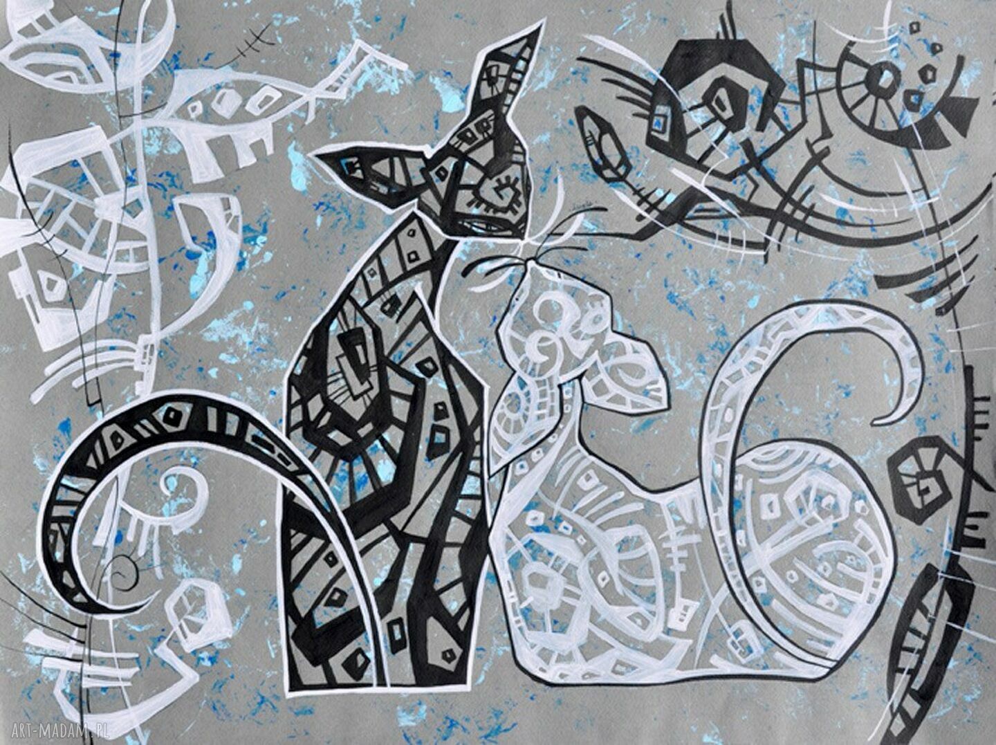 Czułość - obraz giclee na płótnie Canvas z kotami