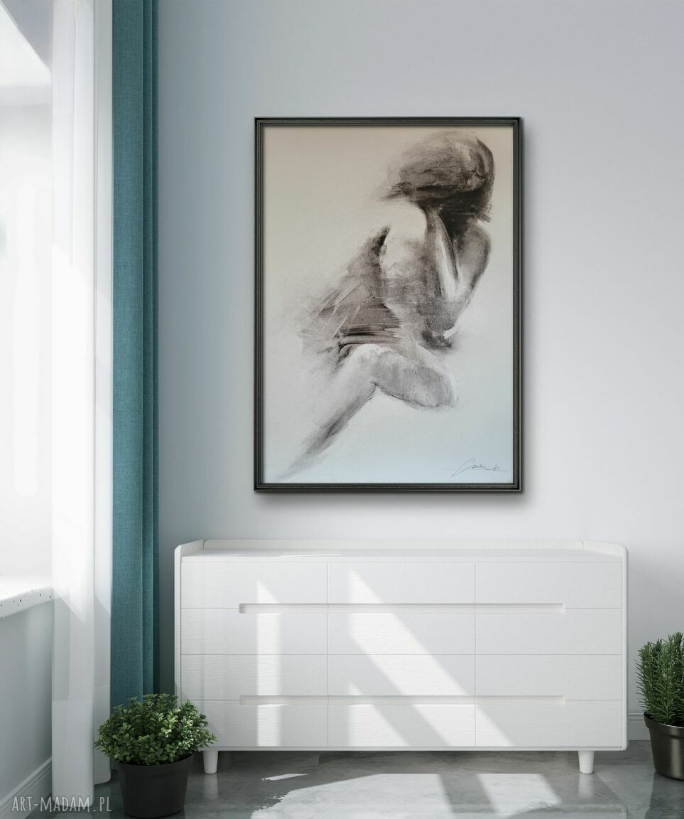 Czułość - czarno-biała grafika 50x70 cm do sypialni