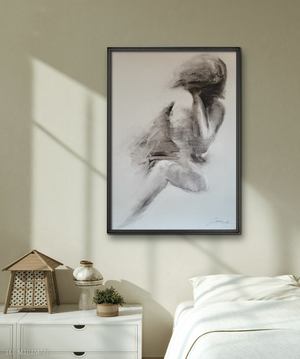 Czułość - czarno-biała grafika 50x70 cm do sypialni