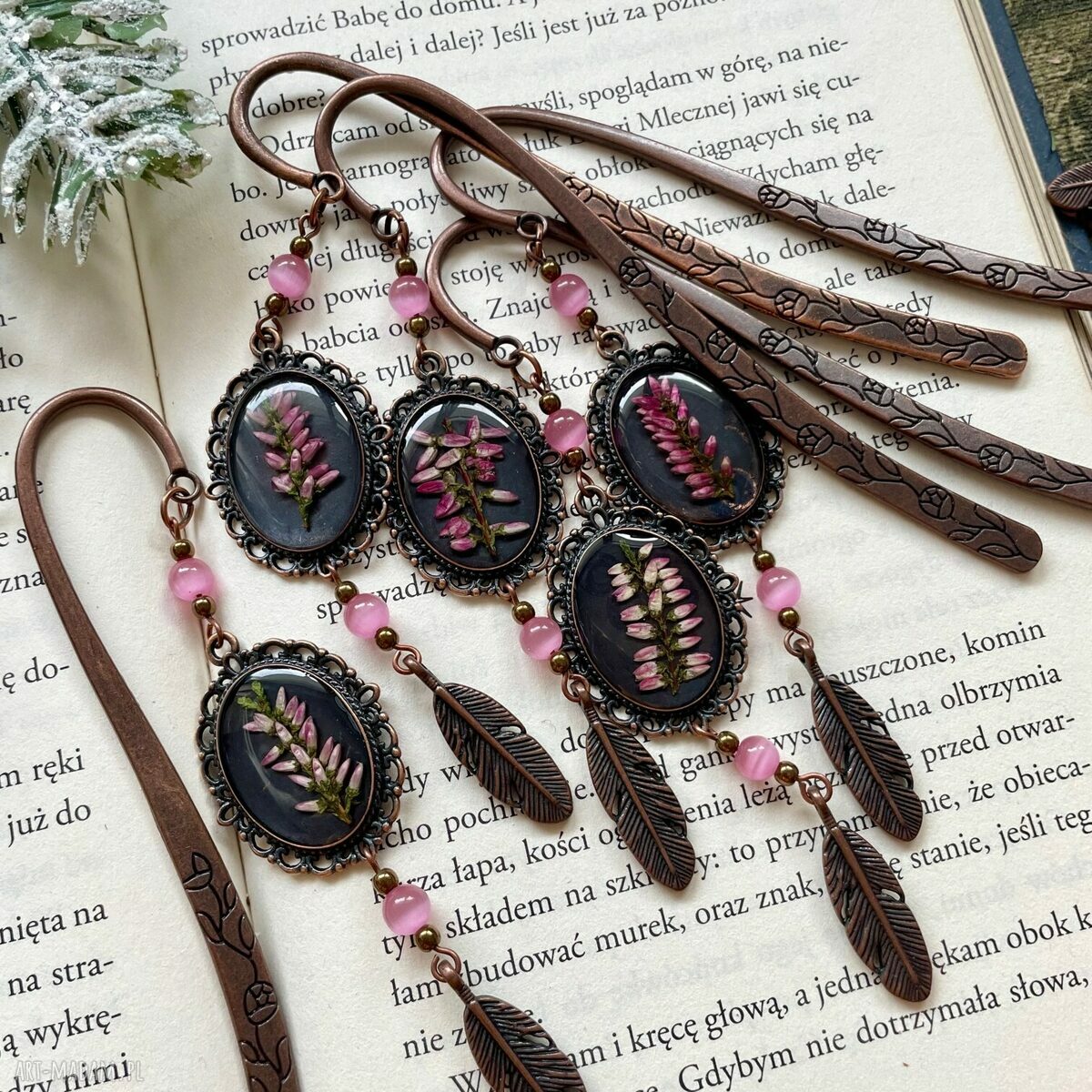 Wystawna zakładka z wrzosem Hand Made