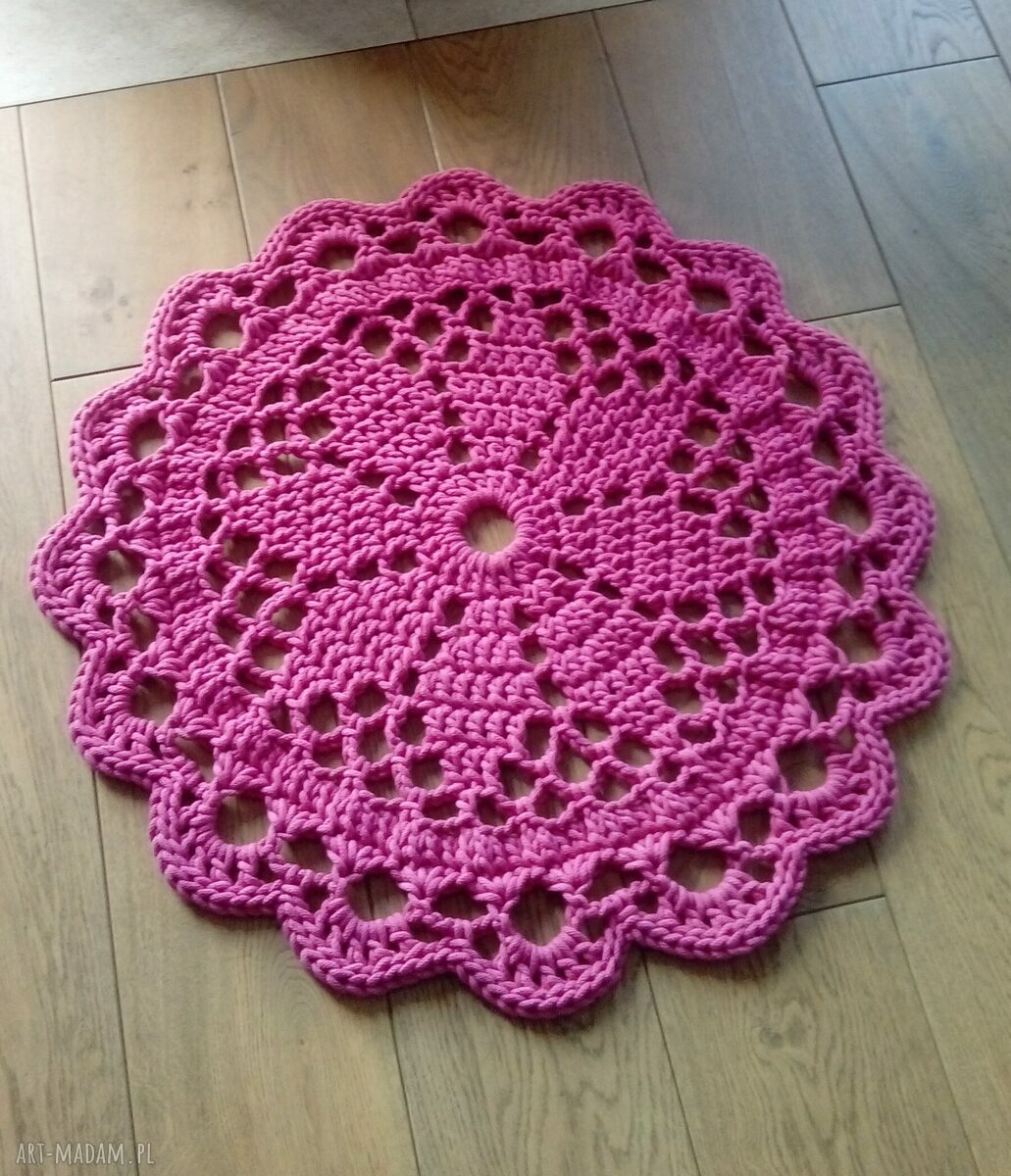 Dywan Dace 80 cm fuksja - mandala lace z bawełny