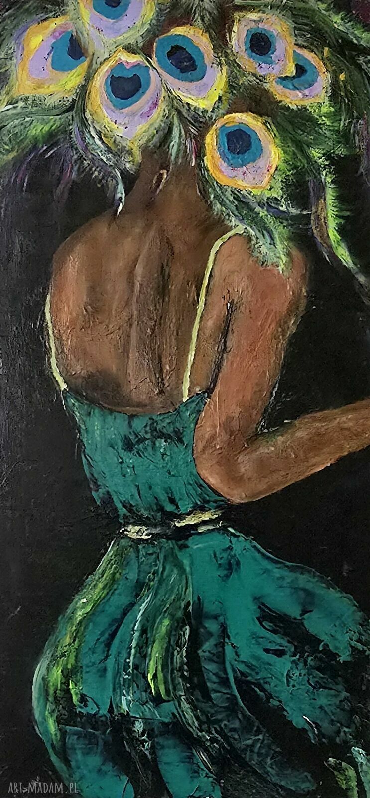 Dama w zielonej sukience - obraz akrylowy 80x40 cm