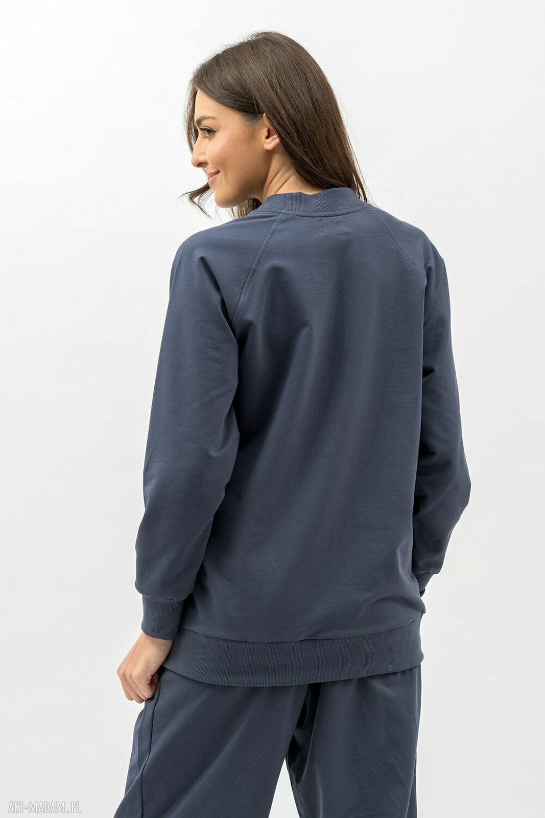 Grafitowa bluza damska raglan Basic Adalet - wygodna bawełniana dresówka 250g