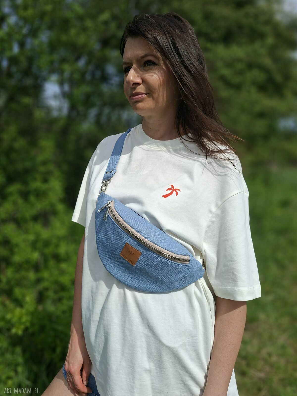 Nerka damska z lnianej plecionki - błękitna
