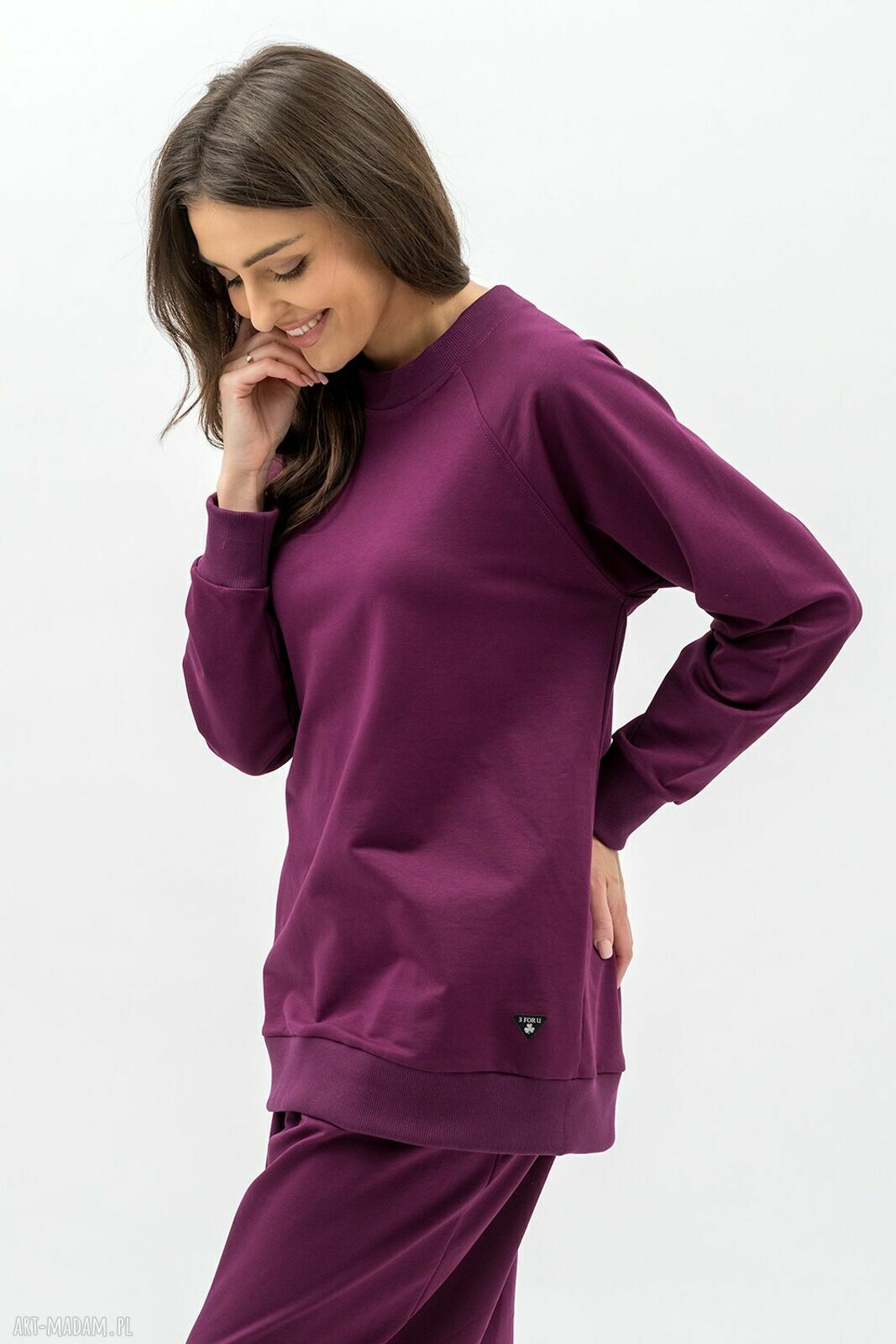 Bluza damska raglan Basic Adalet bakłażan