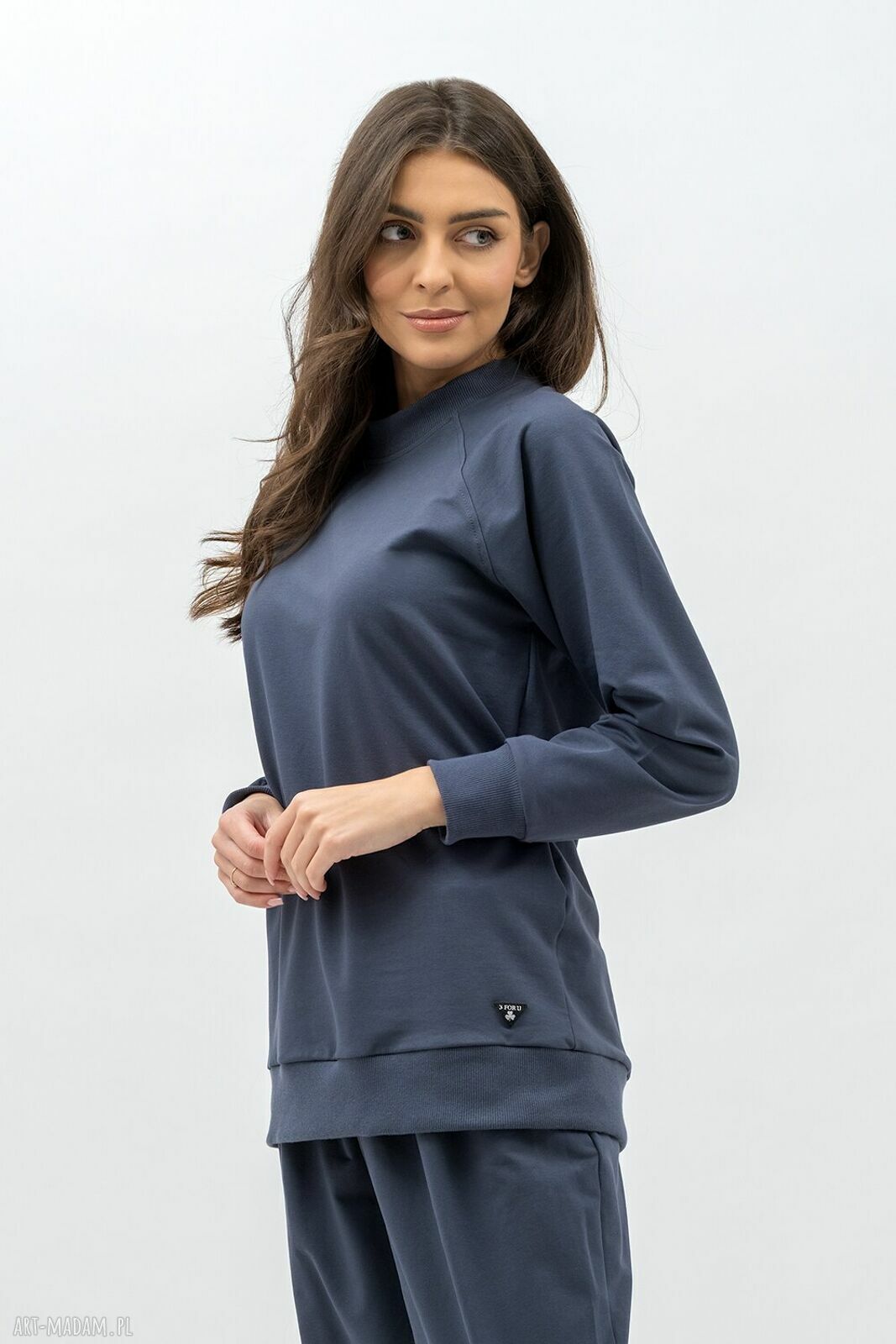 Grafitowa bluza damska raglan Basic Adalet - wygodna bawełniana dresówka 250g