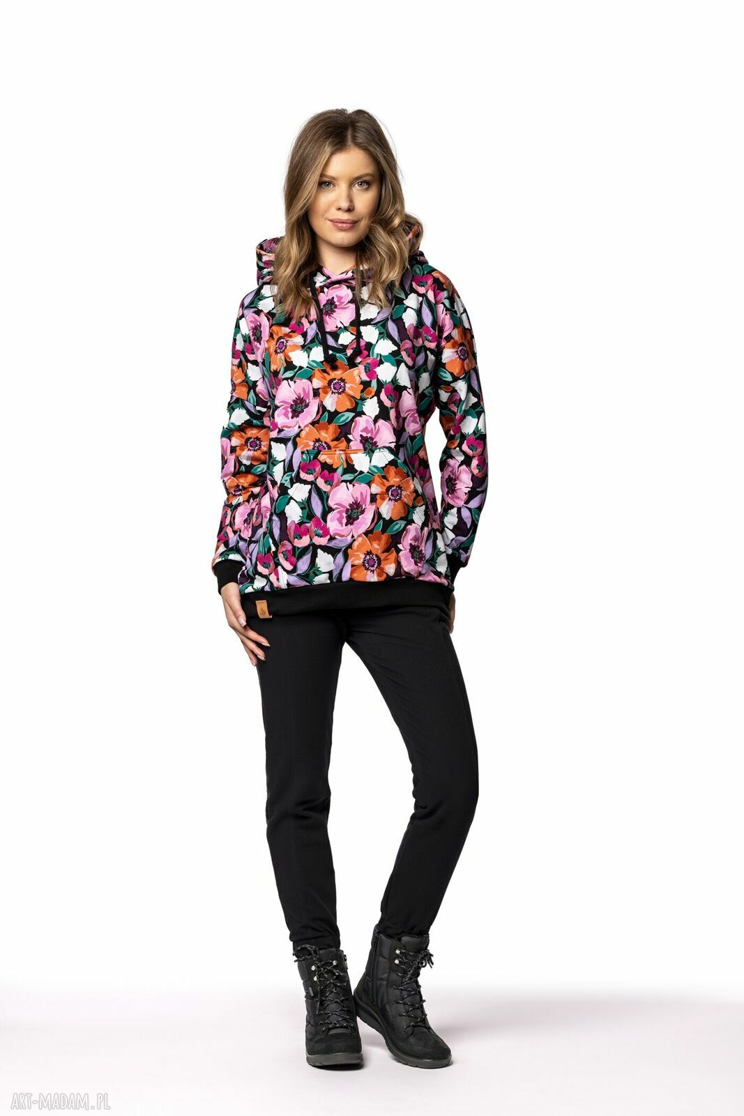 Bluza damska Floral Bloom z kapturem - slow fashion z GOTS