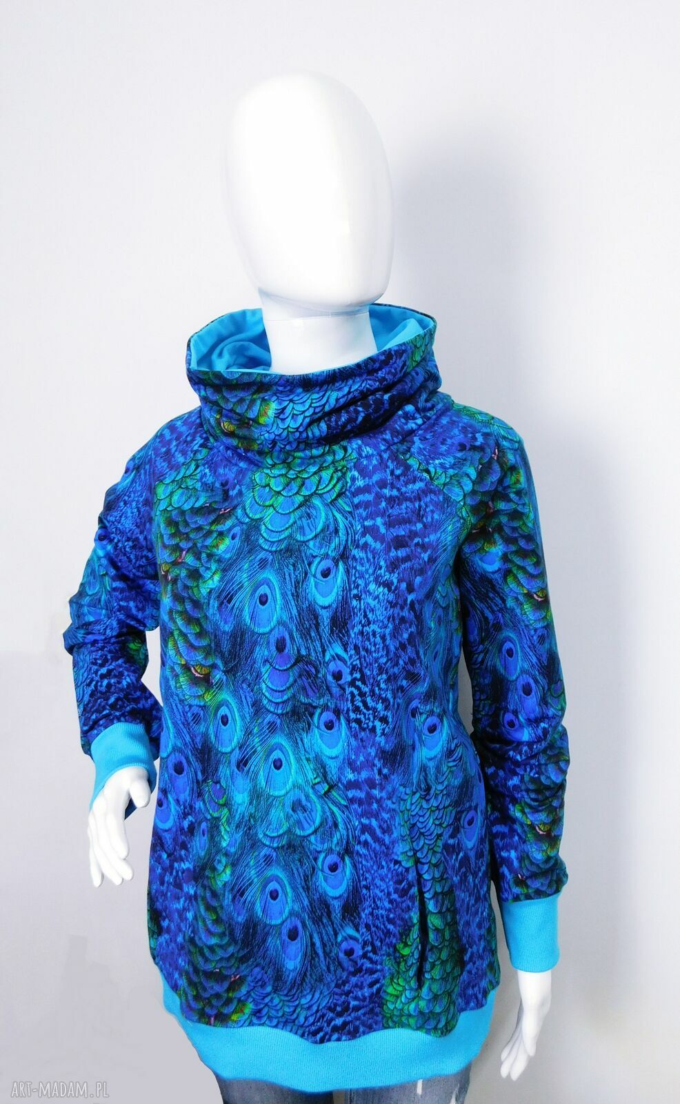 Bluza damska z kominem pawie piórka