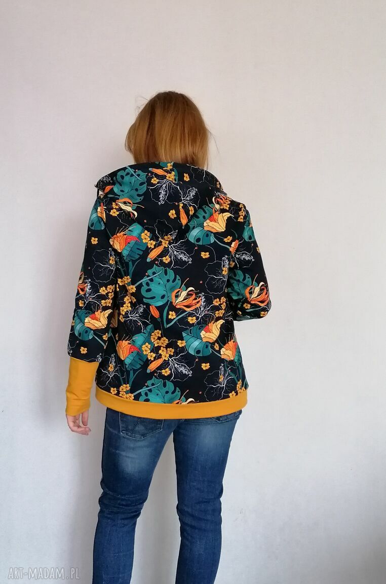 Bluza damska rozpinana RETRO FLOWERS z kapturem - wiosenny kolor i wygoda