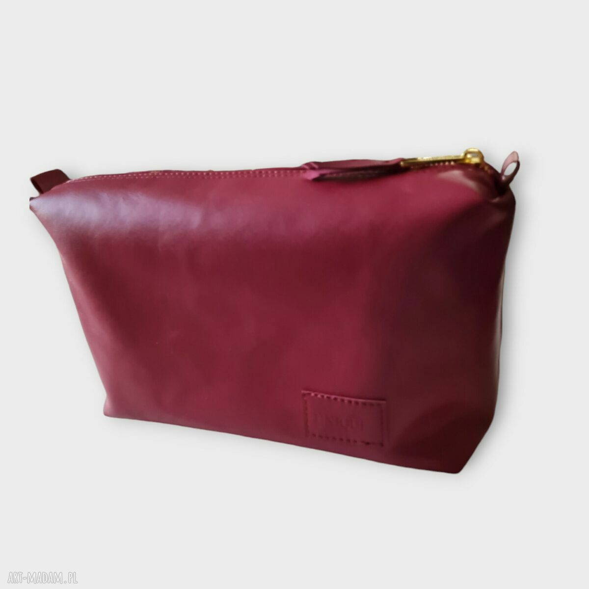 Damska bordowa kosmetyczka ze skóry naturalnej UNIQUE Hand Made