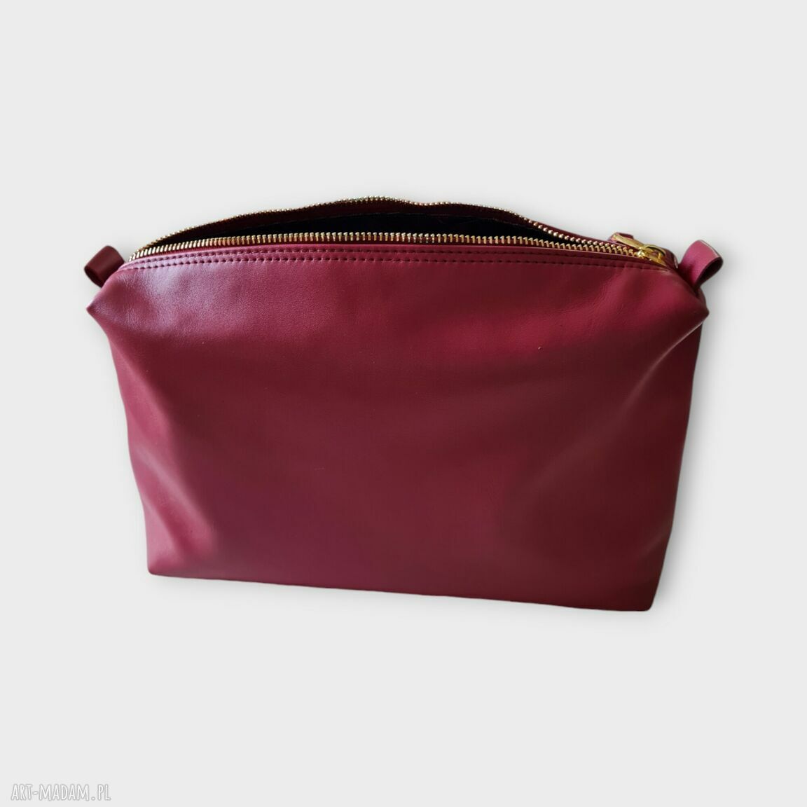 Damska bordowa kosmetyczka ze skóry naturalnej UNIQUE Hand Made