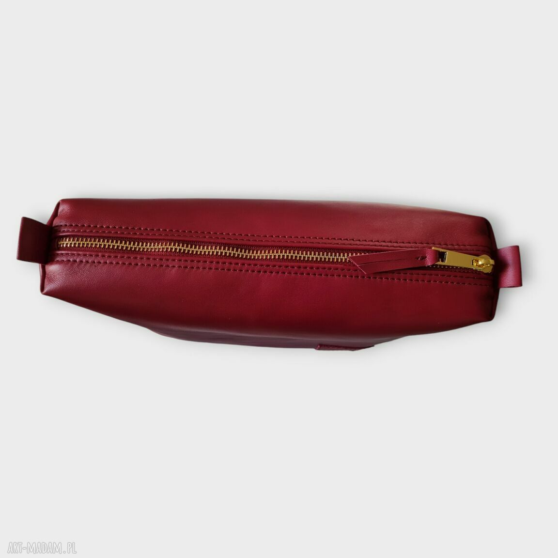 Damska bordowa kosmetyczka ze skóry naturalnej UNIQUE Hand Made