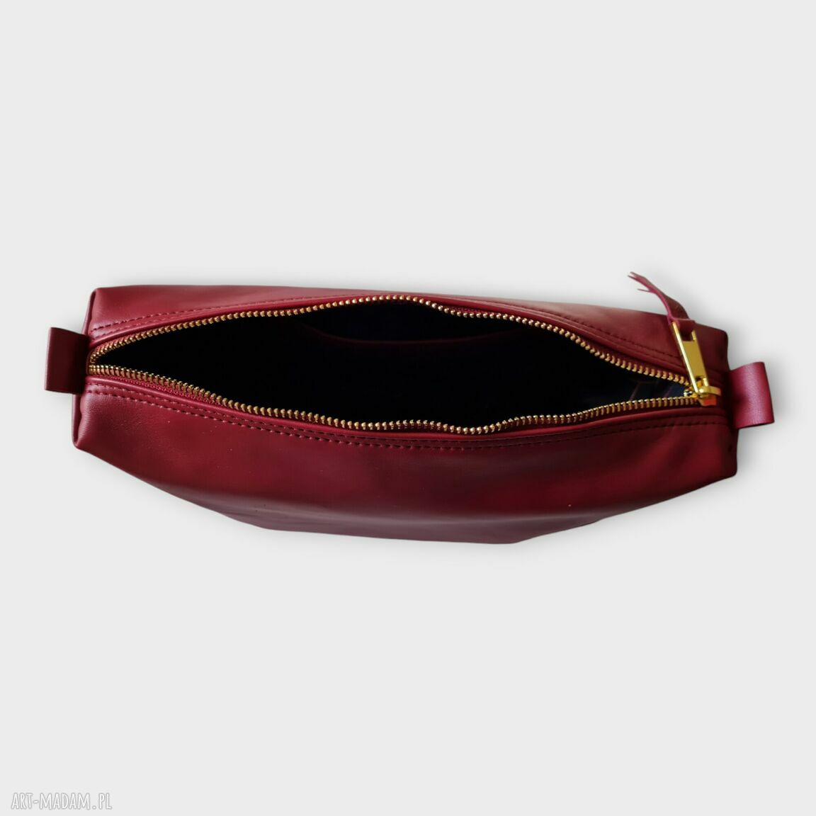 Damska bordowa kosmetyczka ze skóry naturalnej UNIQUE Hand Made