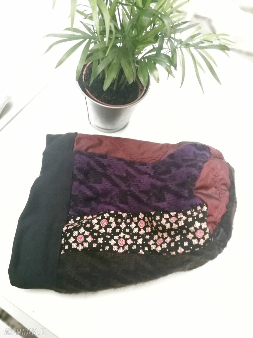Czapka damska patchworkowa Smerfetka na podszewce - boho