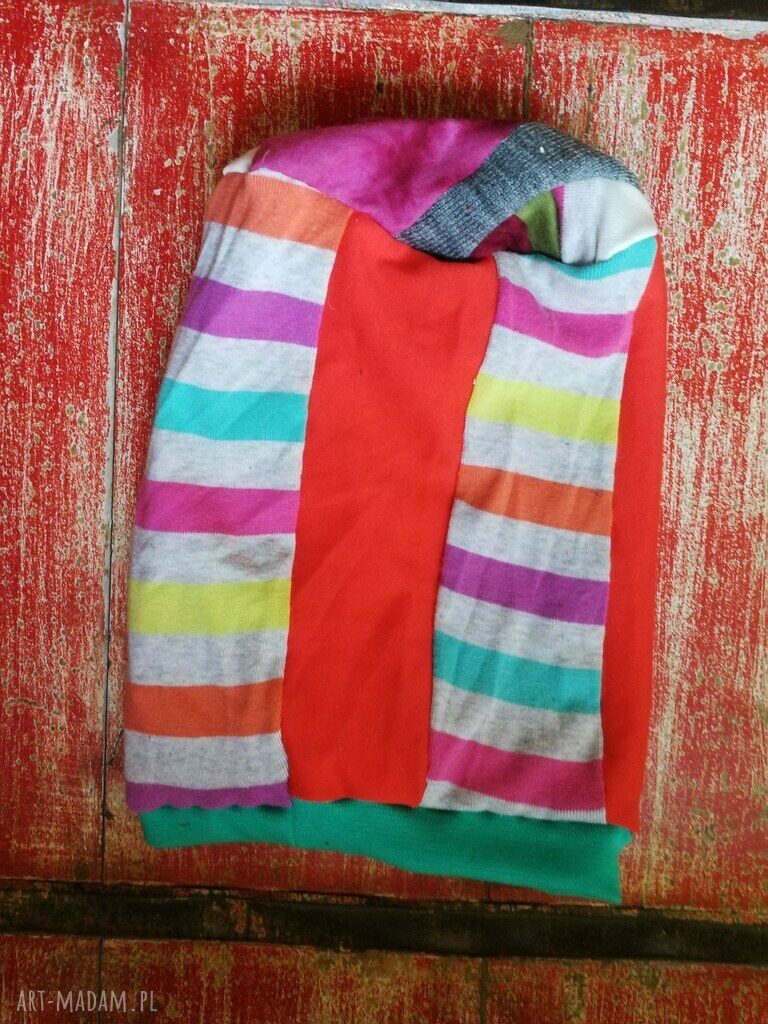 Czapka damska patchwork folk etno - ręcznie szyta na podszewce (rozmiar uniwersalny)