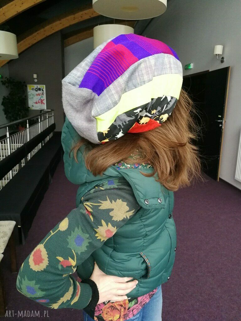 Czapka damska patchworkowa długa Etno Boho Ruda Klara