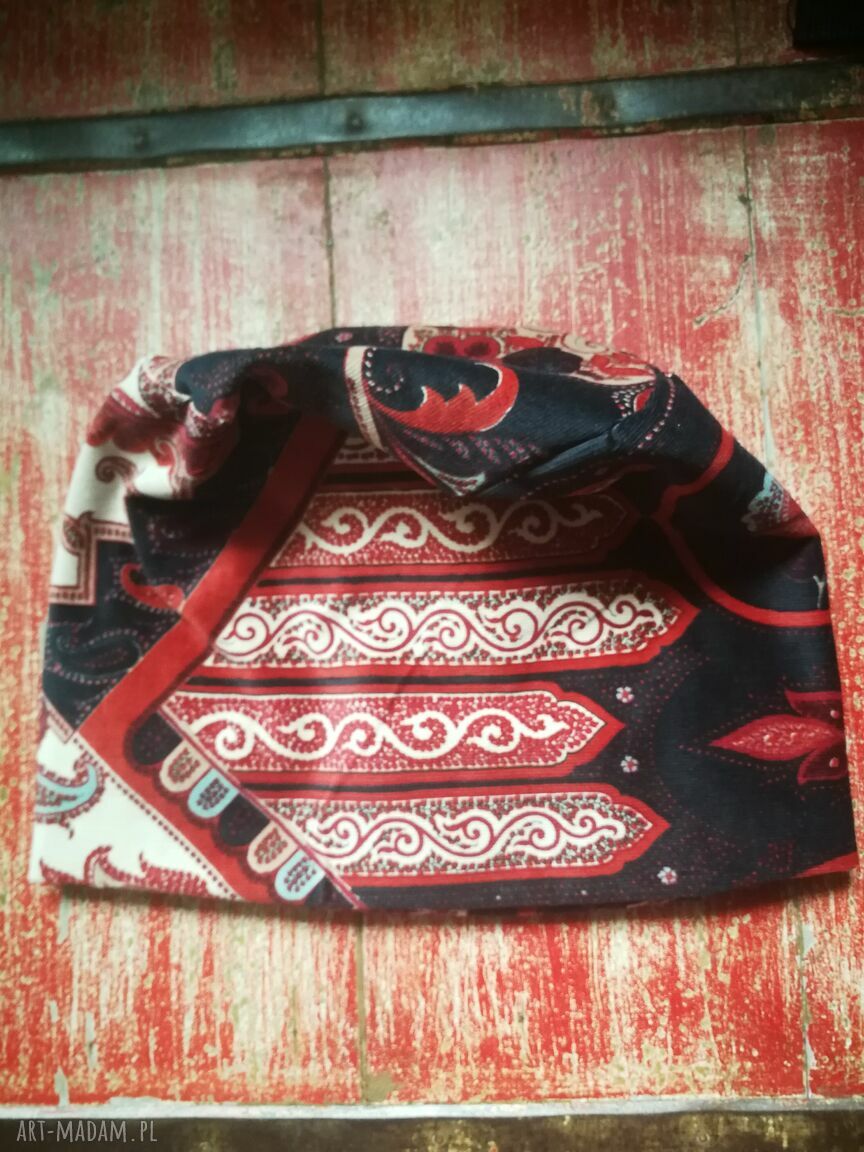 Kolorowa czapka orientalna na podszewce - miękka i lekko rozciągliwa (59-61 cm)