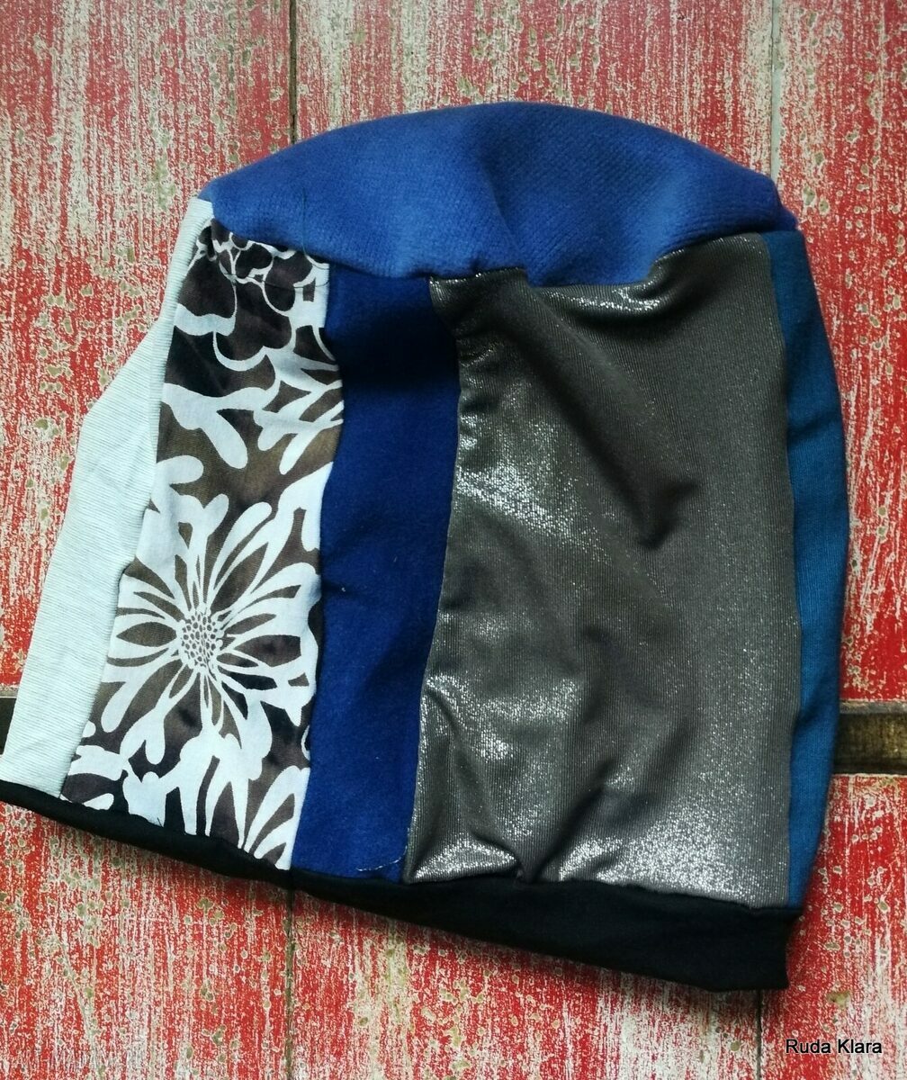 Czapka damska patchworkowa na podszewce - rozmiar uniwersalny w stylu boho i folk