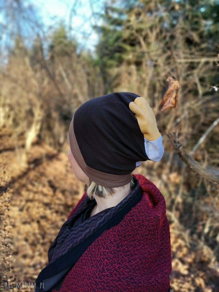 Etno czapka damska sportowa na podszewce - szara boho folk do codziennego noszenia