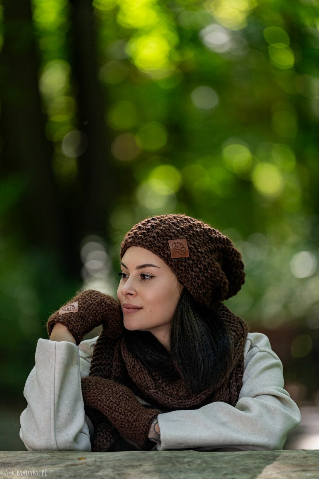 Czapka Neverland brązowa z merino, alpaki i jedwabną podszewką