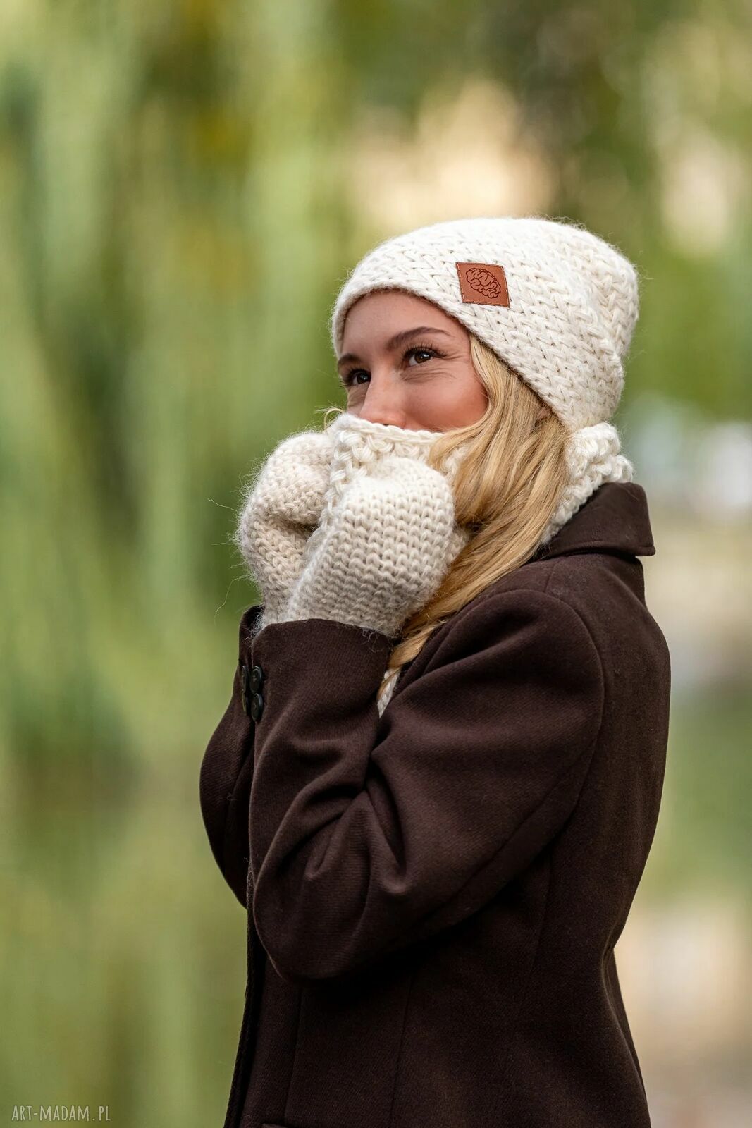 Czapka Merino Explorer beżowy ecru - damska premium handmade