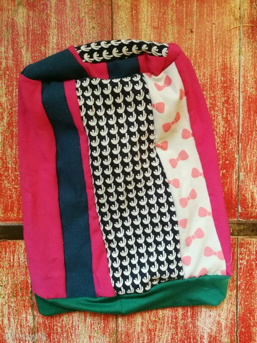 Czapka damska wiosenna patchworkowa BOHO FOLK z podszewką - kształt turbanowy