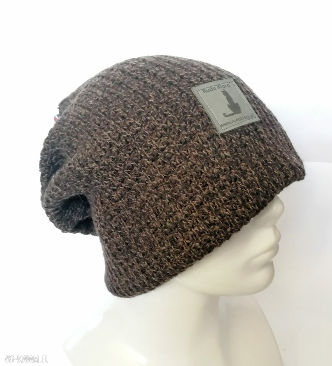 Brązowa czapka boho unisex na podszewce - rozmiar uniwersalny