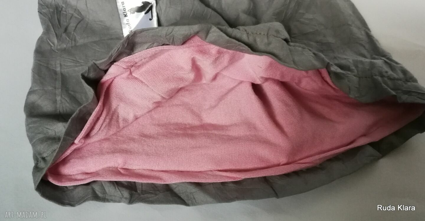 Czapka damska szara z bawełny gnieciuch na podszewce - ręcznie szyta (59-60)