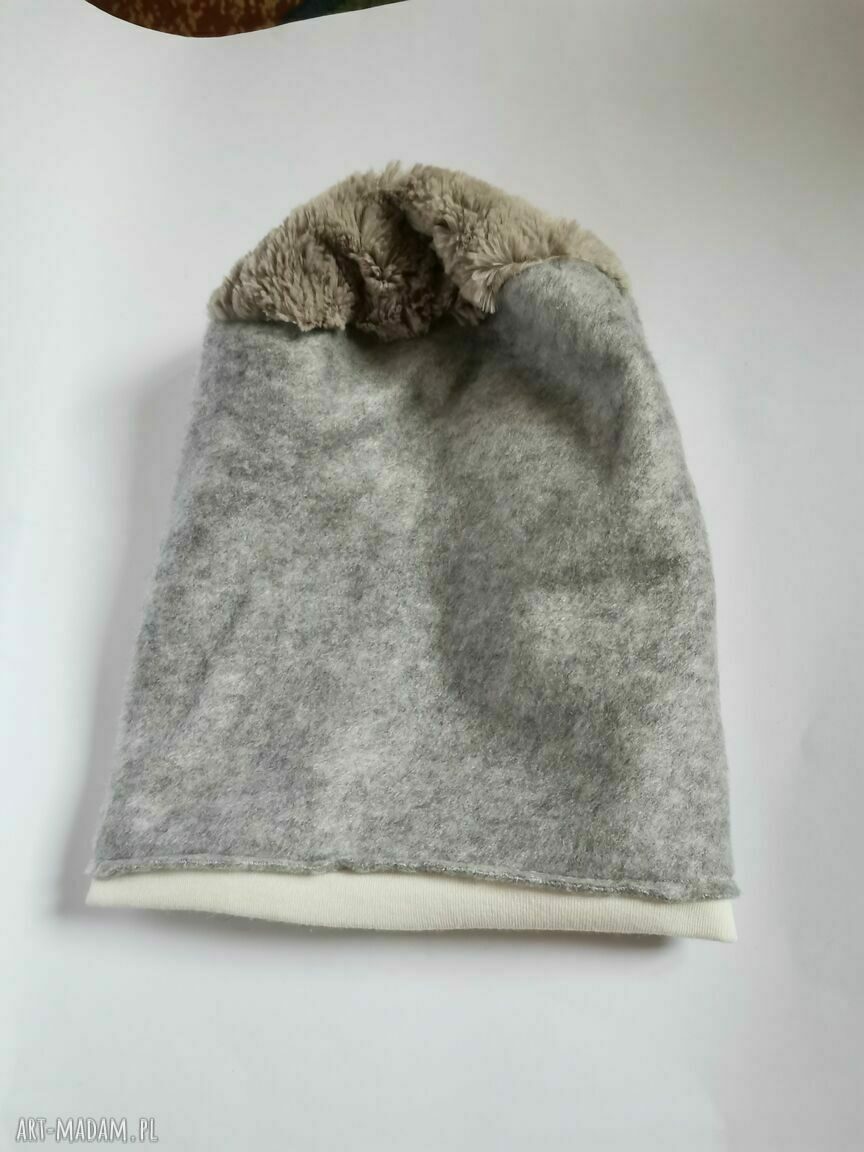 Ciepła czapka damska Smerfetka w stylu etno boho - ostatnia sztuka