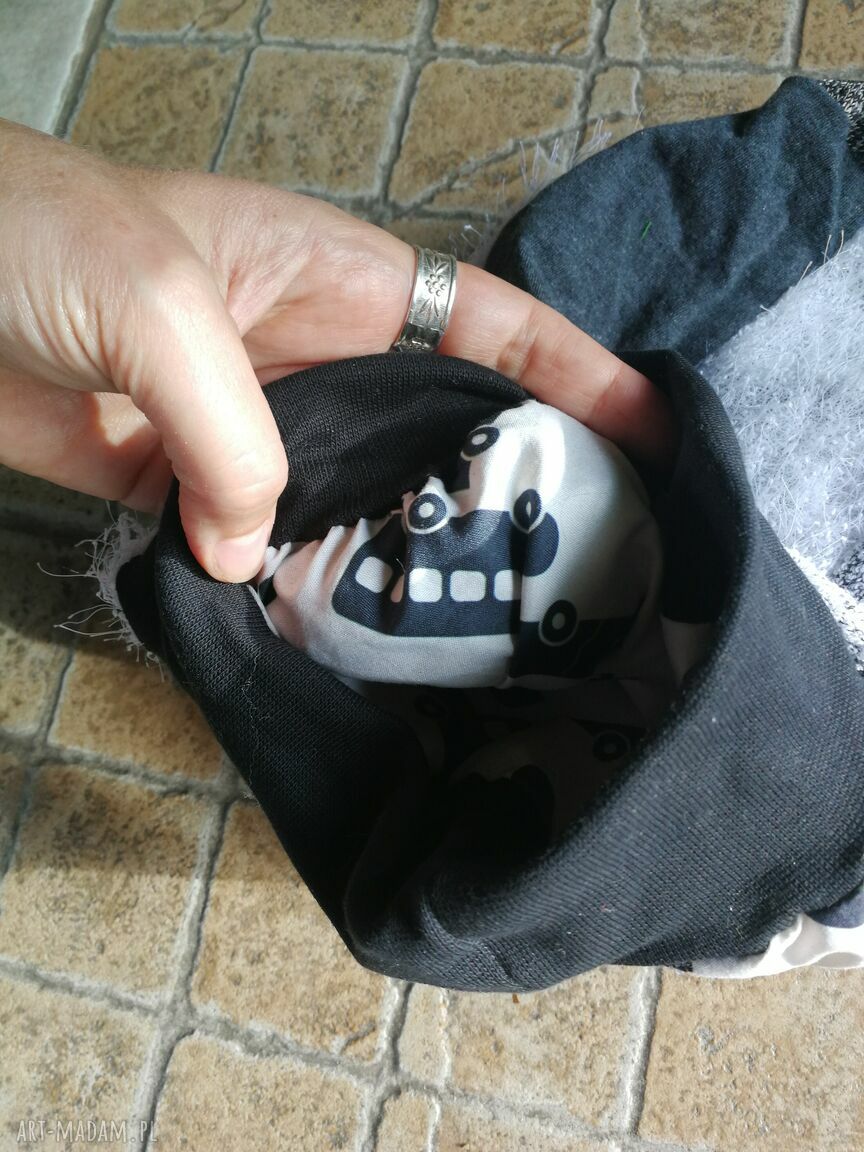 Boho Czapka Damska Smerfetka Patchworkowa Etno Folk na Podszewce